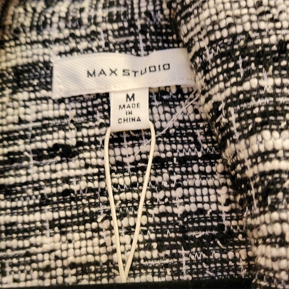 MAX STUDIO Black and White Knit Tweed Double Breasted Jacket M NWT - Picture 12 of 16
